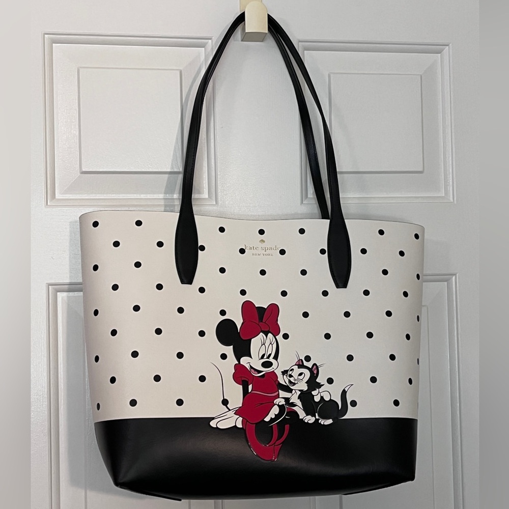 kate spade Disney Reversible black & white Minnie Polka Dot Tote Shoulder Bag